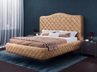 Prestižas - prabangaus dizaino stilinga dvigulė smėlio spalvos veliūrinė lova