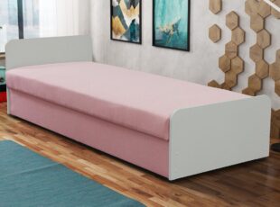 Minimalistinio dizaino praktiška kušetė vaikų kambariui rožinės spalvos